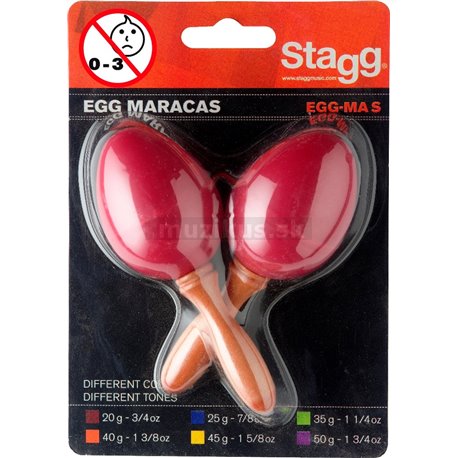 Stagg EGG-MA S/RD, pár vajíčok, krátka rukoväť, červené 