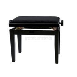 GEWA Piano stolička Deluxe Černý vysoký lesk Černý potah JB2