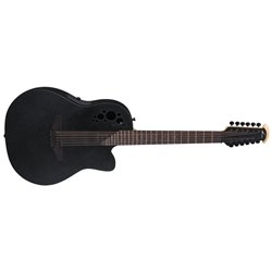 Ovation E – akustická kytara Elite TX Deep Contour Cutaway 12-string Black Textured 2058TX-5