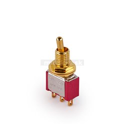 MEC Mini Toggle Switch, Short, Solder Lugs, ON/ON, SPDT - Gold