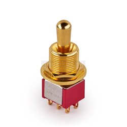 MEC Maxi Toggle Switch, Short, Solder Lugs, ON/ON/ON, DPDT - Gold