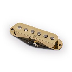 MEC Classic Alnico V Single Coil Guitar Pickup, Middle, RW/RP - Gold Cover