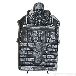 Halloween náhrobní kámen s cihlami, 37 cm