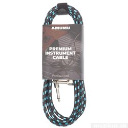 AMUMU Woven Instrument Cable Blue Angled 3 m