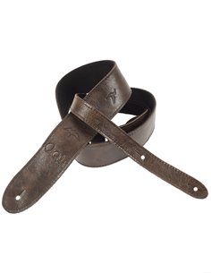 PRS 2&quot Leather Strap, Embossed Birds, Worn Black 2