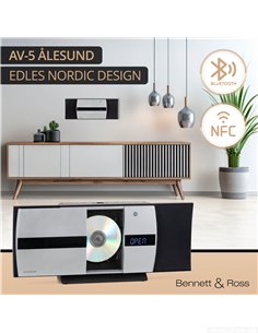 Bennett & Ross Ĺlesund Vertical Stereo System with CD/MP3 Player, USB and Bluetooth Silver 2