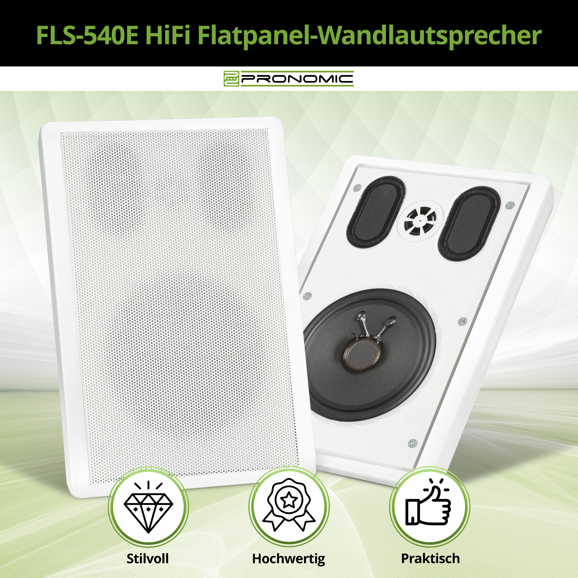 Pronomic FLS-540E WH Pair Flatpanel Wall Speaker Box White 2