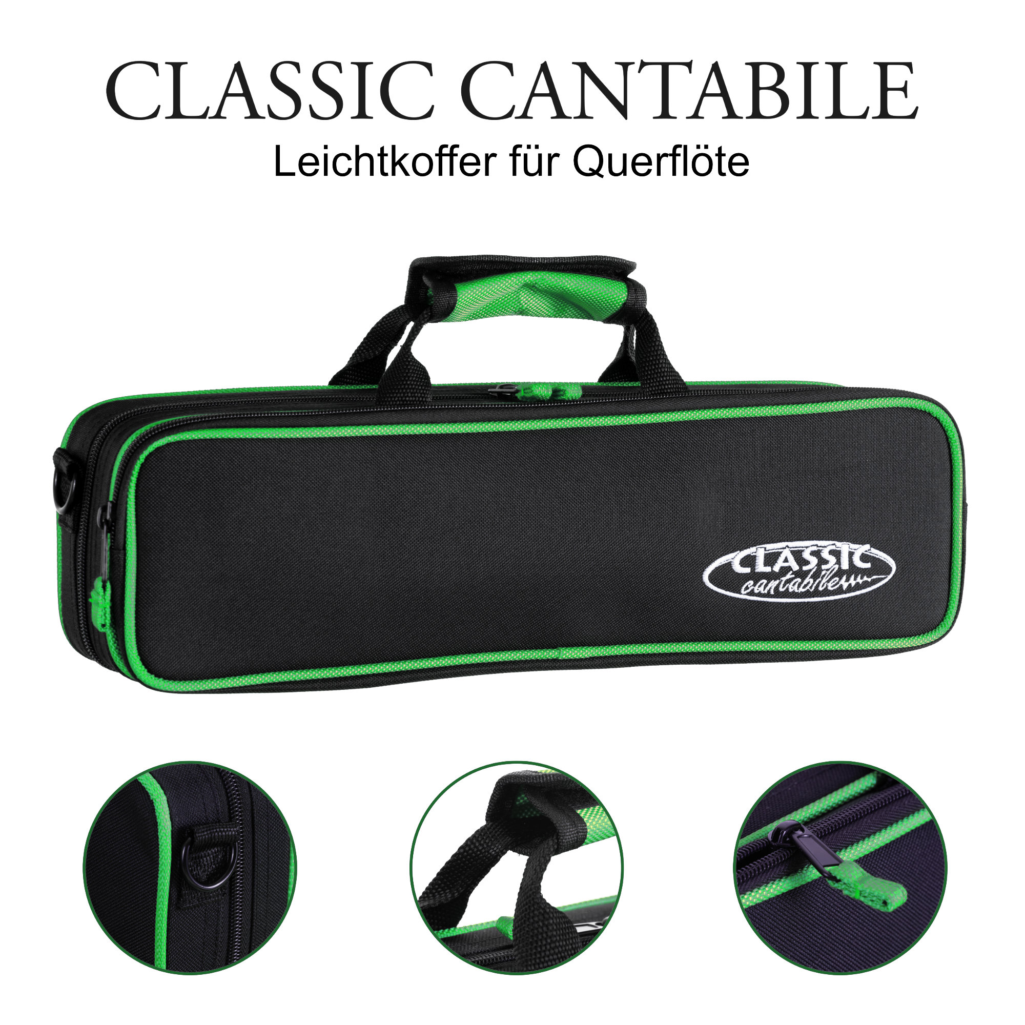 Classic Cantabile Lightweight Case for Flute Green 2